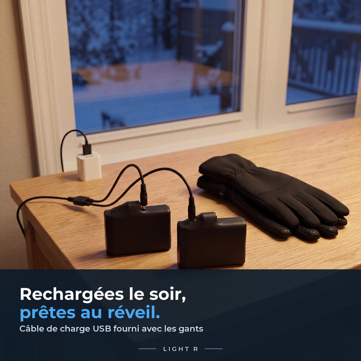 Batteries 7,4 V en charge avec le câble USB