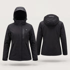 FLINTWRK Expedition 14 — parka chauffante femme noire, face et dos