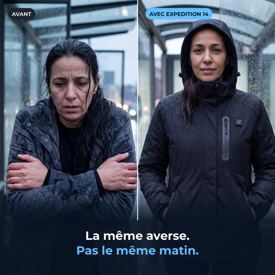 Avant et après : sous la même averse, sans et avec Expedition 14