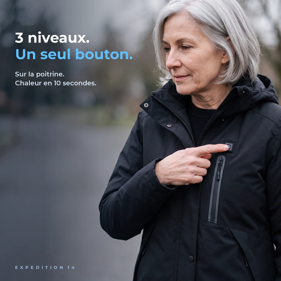 Bouton de poitrine d’Expedition 14 : 3 niveaux de chaleur