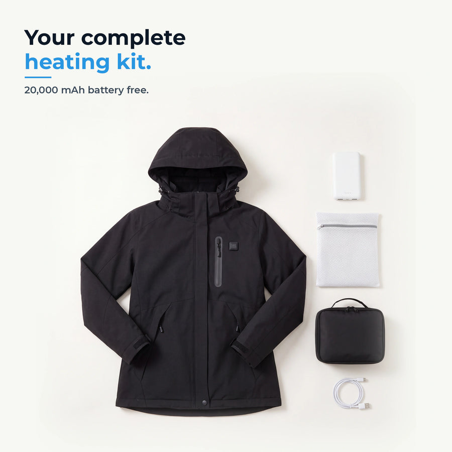 Kit Expedition 14 : parka, batterie 20 000 mAh, câble, filet de lavage et trousse