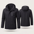 FLINTWRK Expedition 14 — parka chauffante homme noire, face et dos