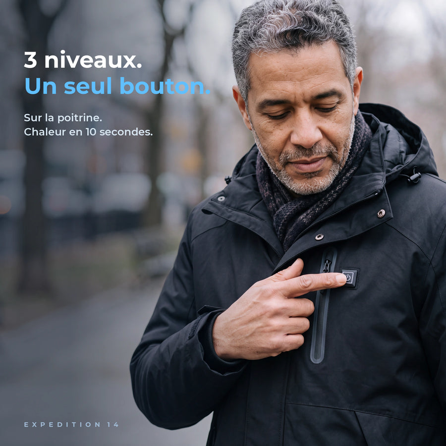 Bouton de poitrine d’Expedition 14 : 3 niveaux de chaleur