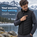 Layer 9 heated vest — discreet chest heat control