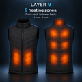 Layer 9 noir : 9 zones chauffantes, 2 devant et 7 dans le dos (coloris Noir)