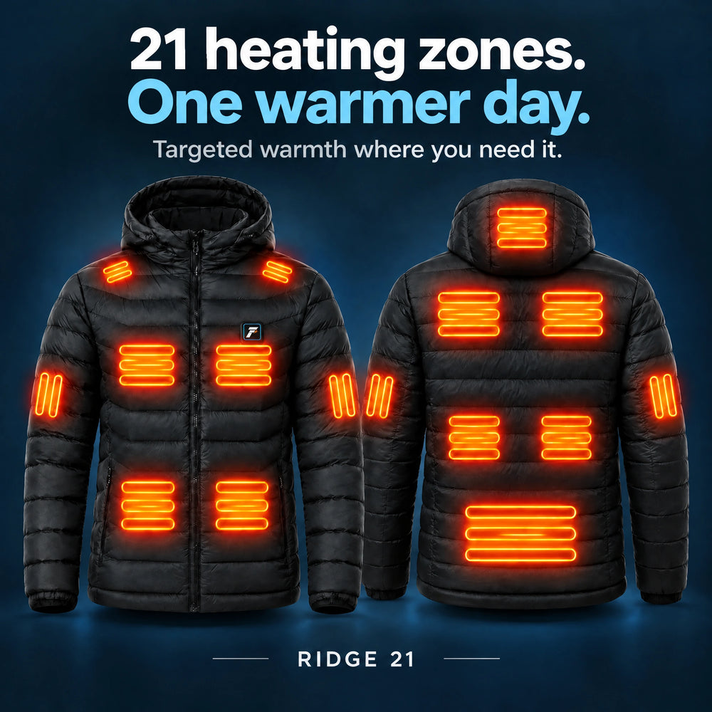 Ridge 21 noire : 21 zones chauffantes, avant et dos (coloris Noir)