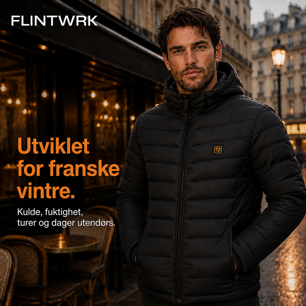 Oppvarmet ermeløs dunjakke fra FLINTWRK, utviklet for den franske vinteren